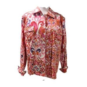 Coldwater Creek Women's Size Medium Jacket Boho Artistic Damask Geometric Shirt